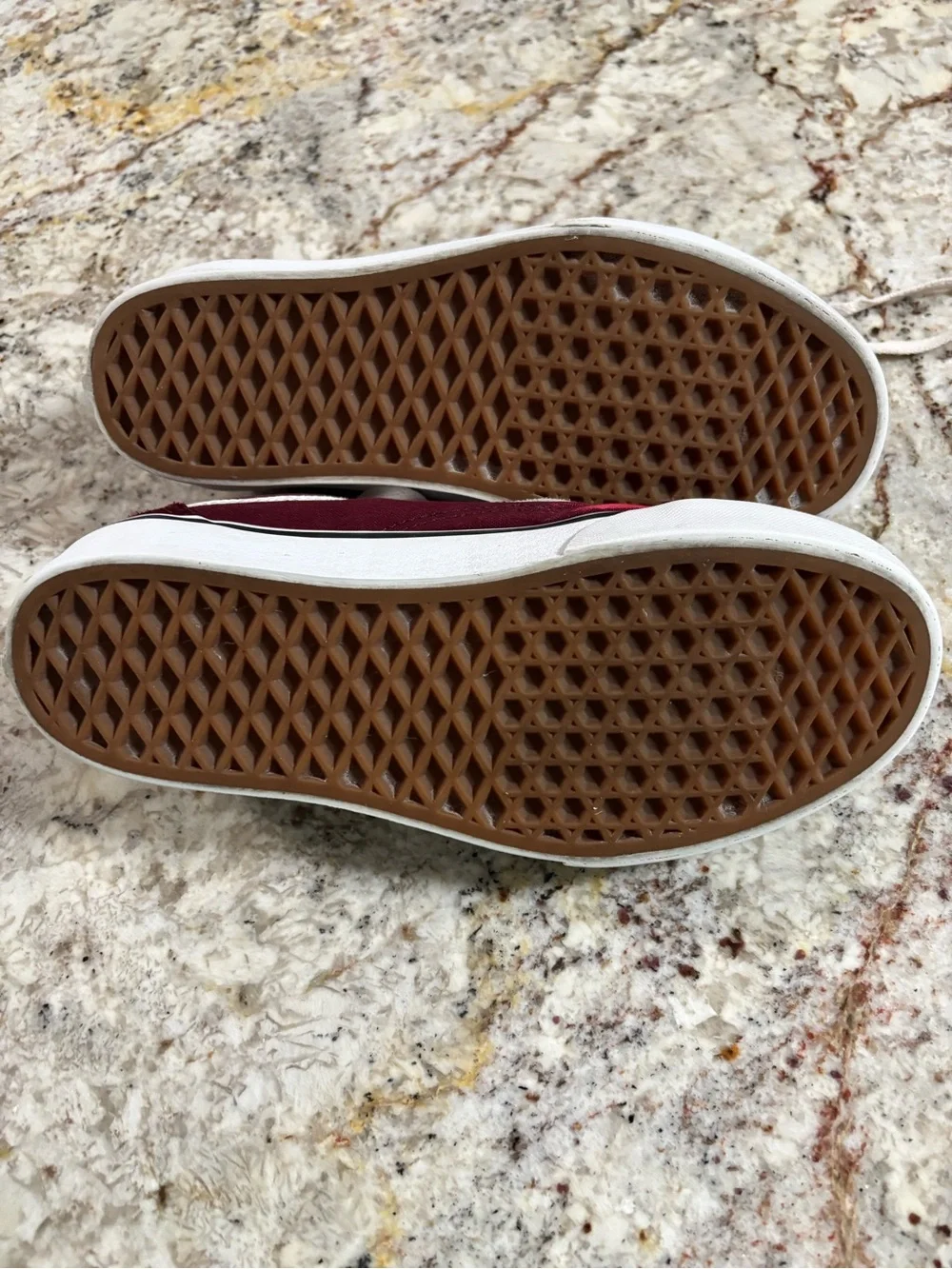 Vans Women's Burgundy and White Old Skool Lace-Up Sneakers